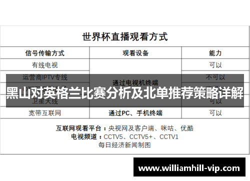黑山对英格兰比赛分析及北单推荐策略详解